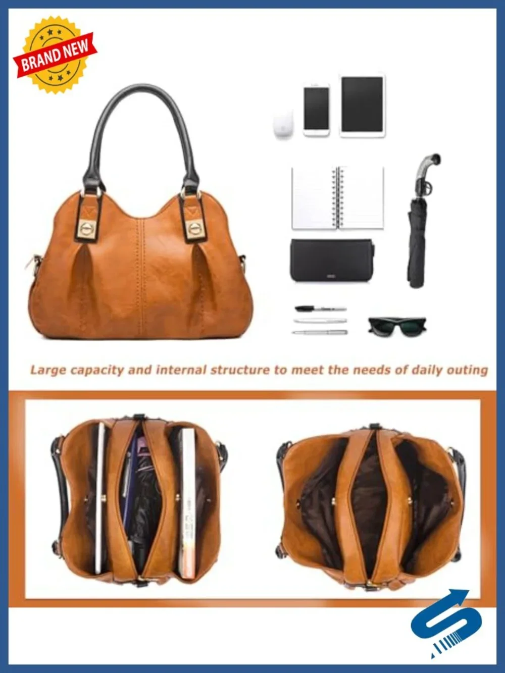 PU Leather 4-Piece Tote Handbag Set with Top Handle Satchel, Crossbody & Clutch